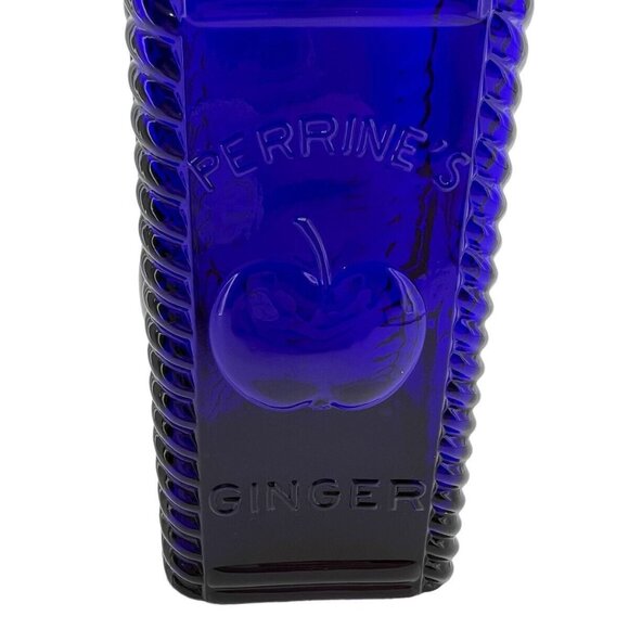 Vintage Perrines Malt Whiskey Bottle Philadelphia Colbalt Blue 3D Apple Ginger - Picture 4 of 15